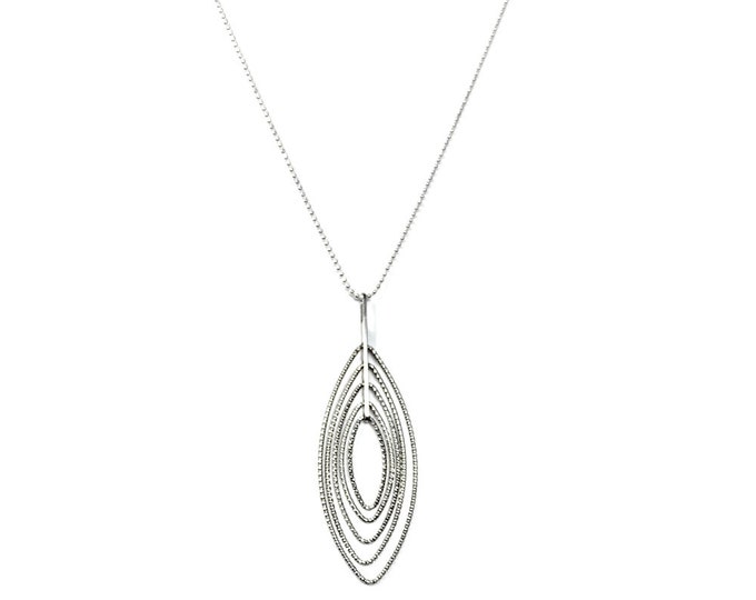 Silver Necklace Pendant on Chain - Sterling Silver Diamond-Cut Italian Design