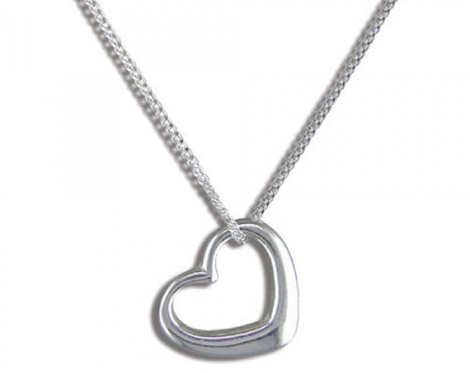 Sterling Silver Love Heart Pendant on 41cm / 16in Chain