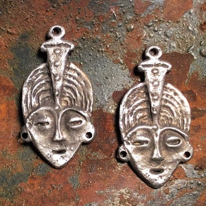 Tribal mask earrings, African mask, mask earrings, tribal charm, tribal pendant, African tribal earrings, boho earrings, African charm E2054