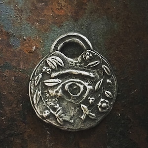 Evil Eye Padlock,  Victorian padlock, handmade pewter pendant charm. P1030