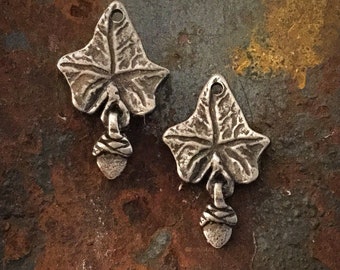 Charm Foglia e Ghianda, anche pendente, bracciale o cavigliera. Ciondoli in peltro E2092