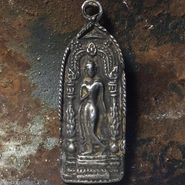 Hindu Goddess Pendant, Goddess Charm, Tibetan Charm Pewter Charms, Rustic Buddha, Boho, Handmade jewelry, Medal P1007