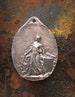 French Medal Pendant, Handmade pewter, Woman with Flowing Gown, focal bead, Antique pendant, Vintage pendant, France, Victorian, P1006 