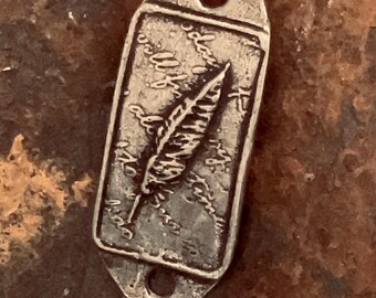 Connettore per bracciale con penna d'oca e calligrafia BC4007