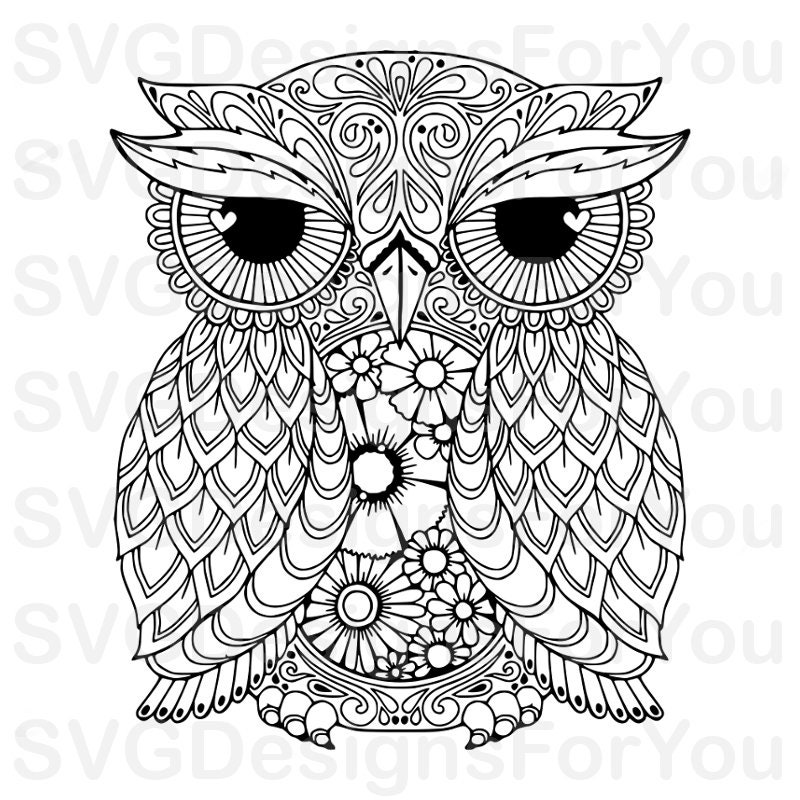 Download Sale ZENTANGLE OWL SVG Design Mandala Owl Svg Owl Clip | Etsy