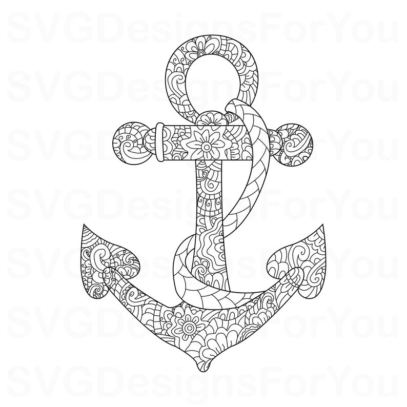 Download Venta ZENTANGLE Anchor SVG Design Mandala Náutica Anchor | Etsy