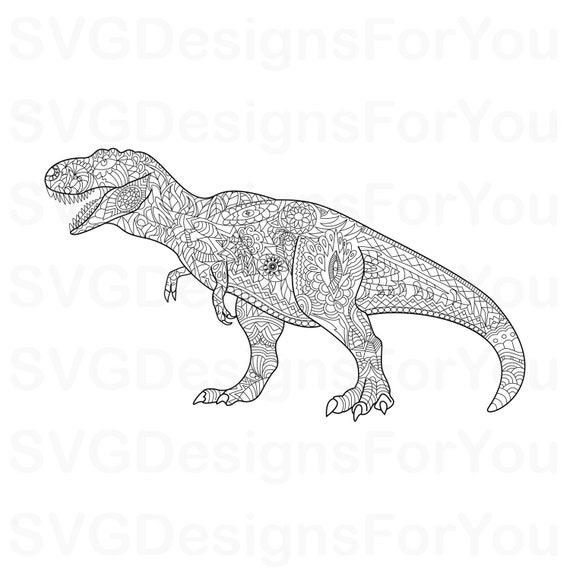 Download Sale Zentangle Dinosaur Svg Design T Rex Mandala Svg Dino Etsy