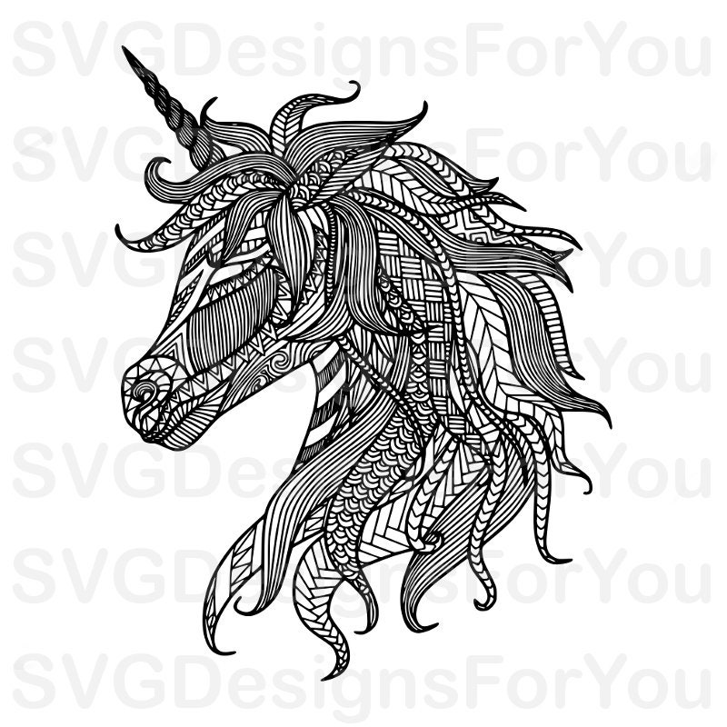 Sale Zentangle Unicorn SVG Design Unicorn Mandala UNICORN | Etsy