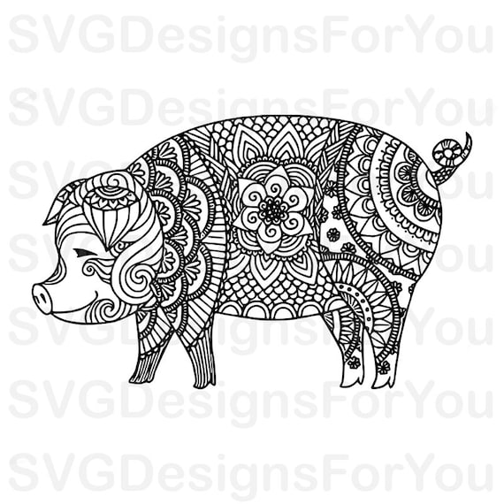 Download Sale ZENTANGLE PIG SVG Design Mandala Pig Svg Pig Clip | Etsy
