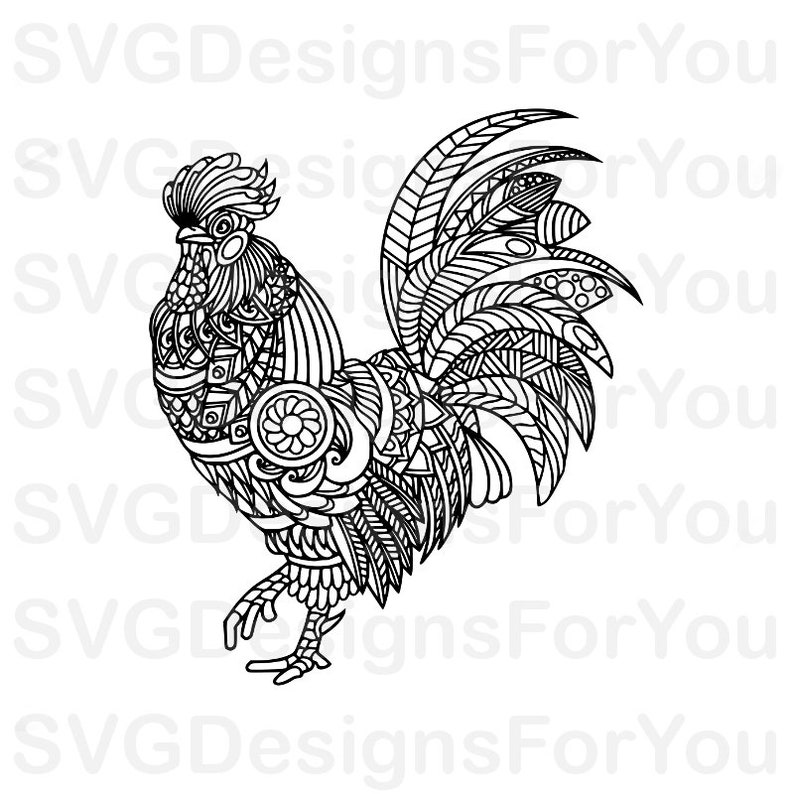 Download Sale ZENTANGLE ROOSTER SVG Design Mandala Rooster Svg | Etsy