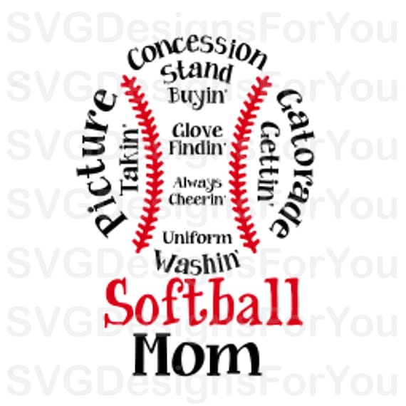 Softball Mom Svg Design Softball Svg Sports Mom Tshirt Svg Etsy