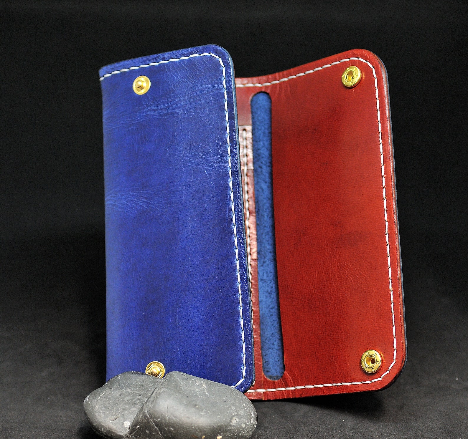 Custom Leather Trucker Wallet Long Trifold Wallet Bifold Etsy