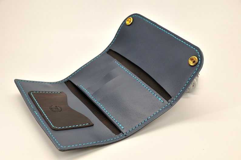 Custom Leather Trucker Wallet Long Trifold Wallet Bifold Etsy