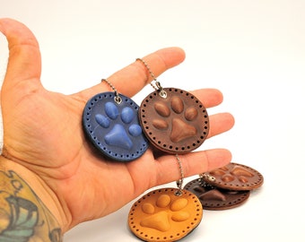 Leather Dog Paw Keychain