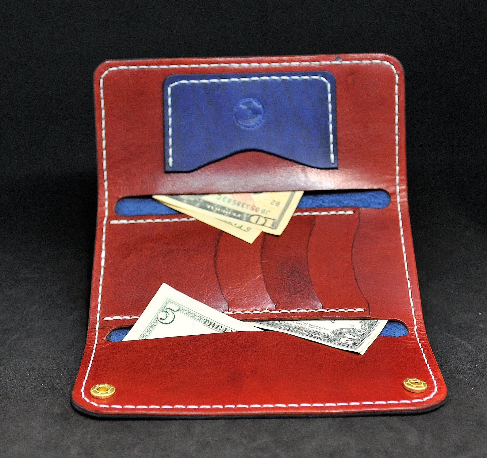 Custom Leather Trucker Wallet Long Trifold Wallet Bifold Etsy