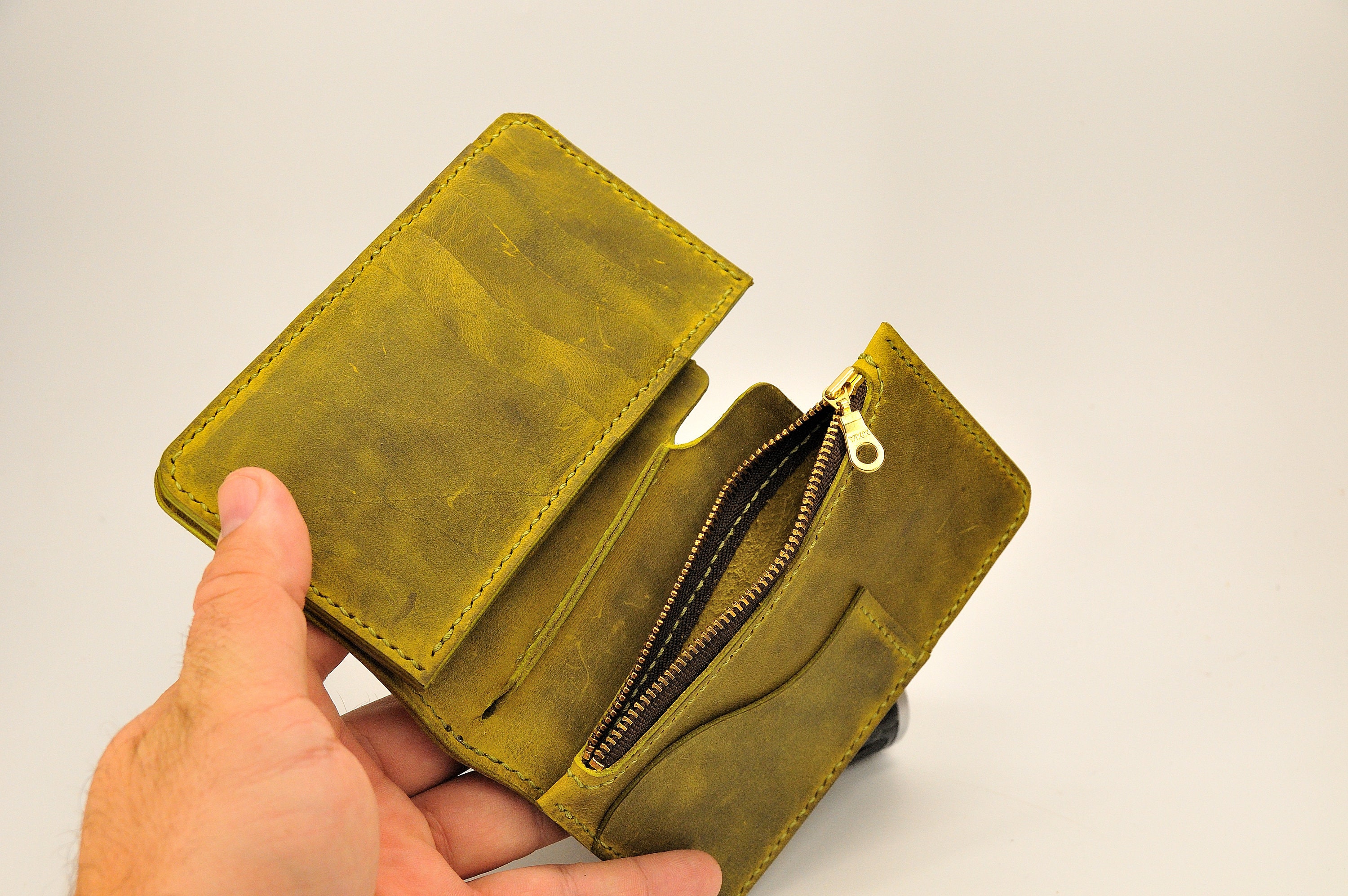 Leather Middle Wallet Mens Leather Wallet Trucker Wallet Etsy