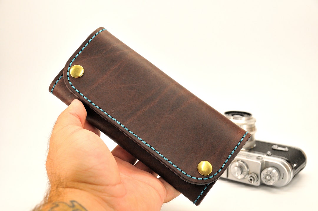 Custom Leather Trucker Wallet, Long Trifold Wallet, Bifold Wallet