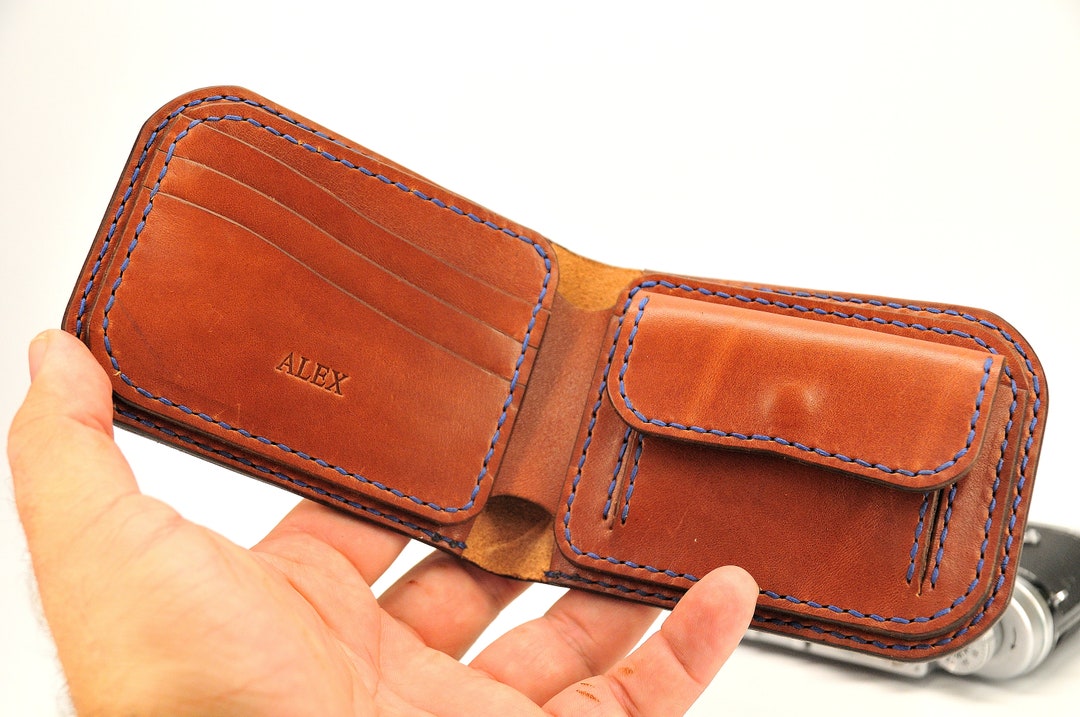 Mens Leather Wallet Engraved Wallet Mens Slim Wallet Etsy