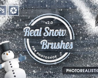 Real Snow Brushes - Photoshop brush frozen effect falling flakes flake winter snowscape Christmas Overlay snowy snowbrush elements