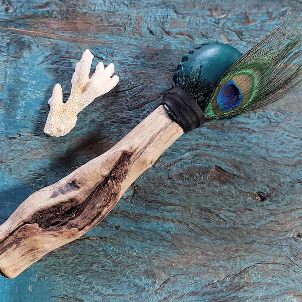 Peacock Transmutation Journey Rattle in deep teal