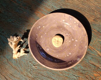 Ceramic Moon Water Collection Vessel~ Cosmic Lavender & pearlescent