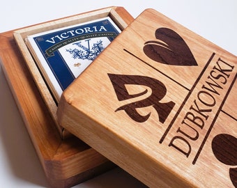 Personalized Playing Card Box, holds 1 standard deck , for poker, card games, family game night, Birthday or Christmas Gift!