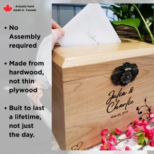 Boîte pour cartes de mariage avec fente, cadeau personnalisé pour la mariée et boîte aux lettres de mariage prête à l'emploi sur une table cadeau de mariage boîte en bois pour cartes boîte aux lettres