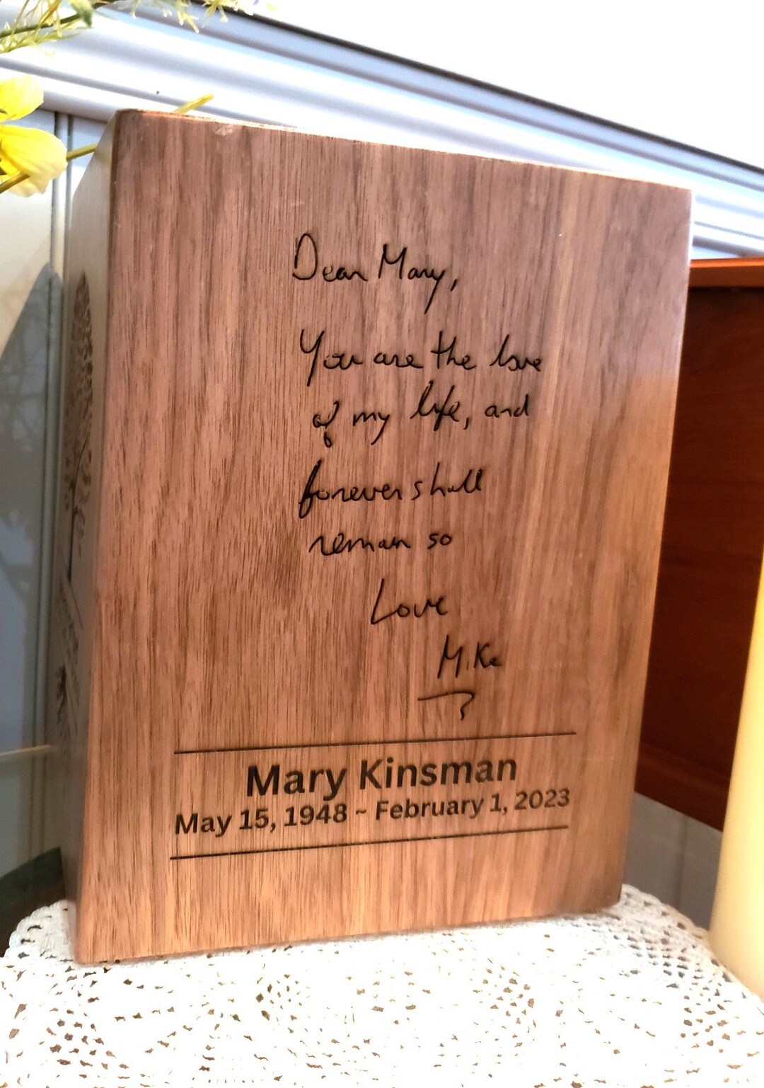 Urn Writing Examples Personalized Walnut Cremation Urn With Engraved Note - Etsy