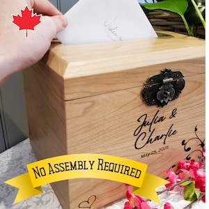 Boîte pour cartes de mariage avec fente, cadeau personnalisé pour la mariée et boîte aux lettres de mariage prête à l'emploi sur une table cadeau de mariage boîte en bois pour cartes boîte aux lettres