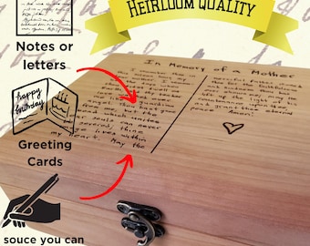 Memory Box Handwriting Engraved Wood Keepsake Box: Personalized Memorial Gift