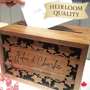 Wedding card box with slot personalized wedding card holder wood keepsake box wedding reception box engraved rustic card box for wedding
