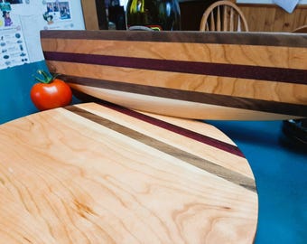 Handmade Pizza Rocker Knife & Round Cutting Board Set Anniversary, Birthday or Mother's Day gift