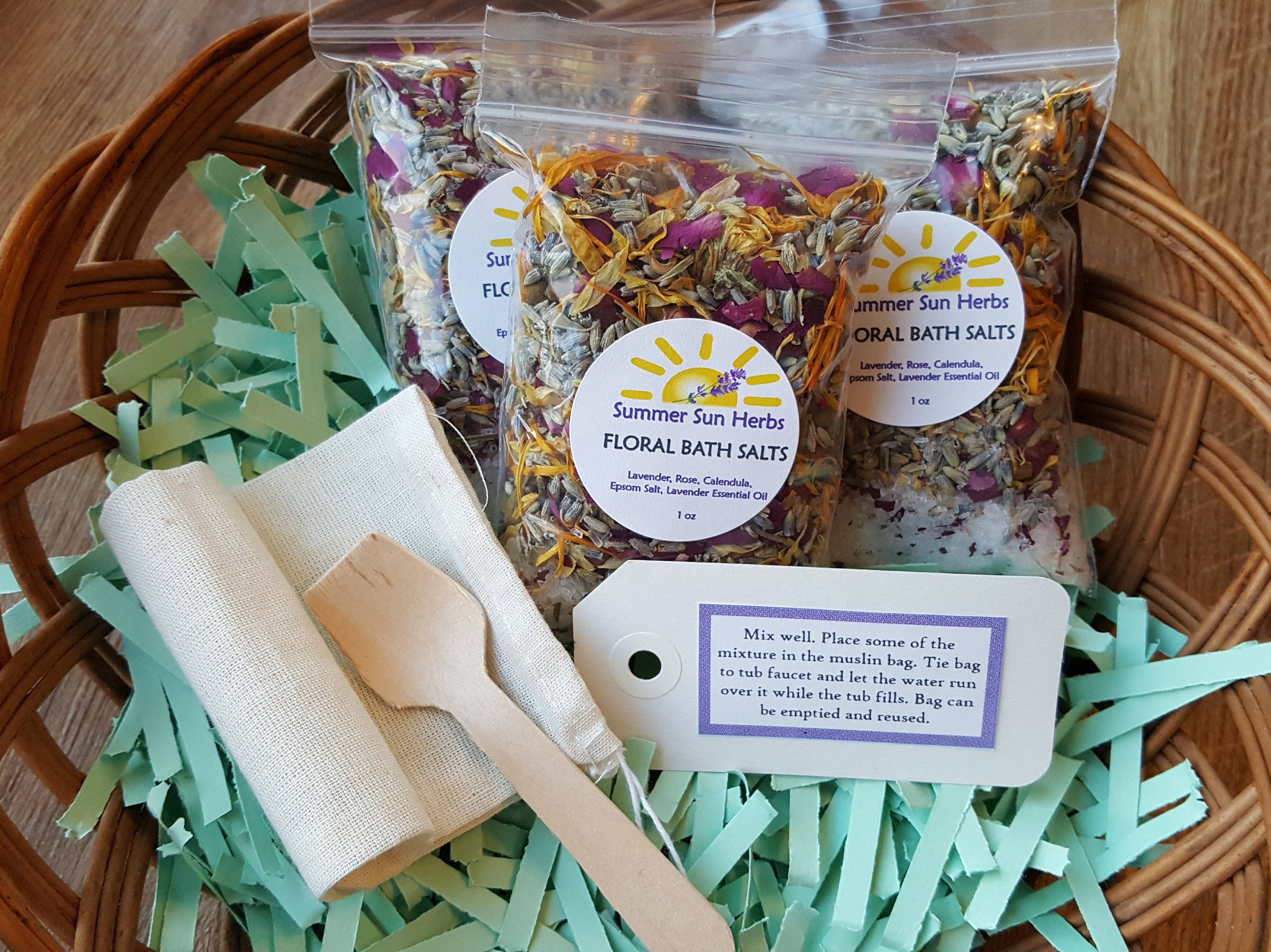 Floral Bath Salts Set Of 3 Herbal Bath Salts Epsom Salt Soak