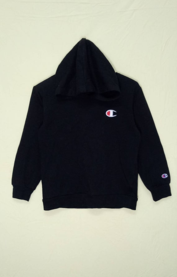 Black Hoodie Etsy Sweatshirt - Kids Champion Pullover Vtg Colour