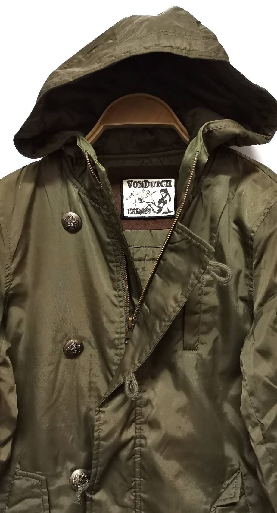 VONDUTCH MA-1 Flight Jacket Bomber Jacket Hoodie Army Green Size S
