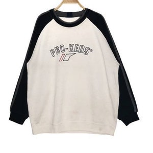 Vintage PRO-KEDS Sweatshirt Sidetape Big Spellout Crewneck Activwear Streetwear Size 2L