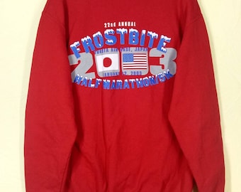 22nd Annual Frostbite Half Marathon 2003 big logo sweatshirt crewneck gildan activewear product size S