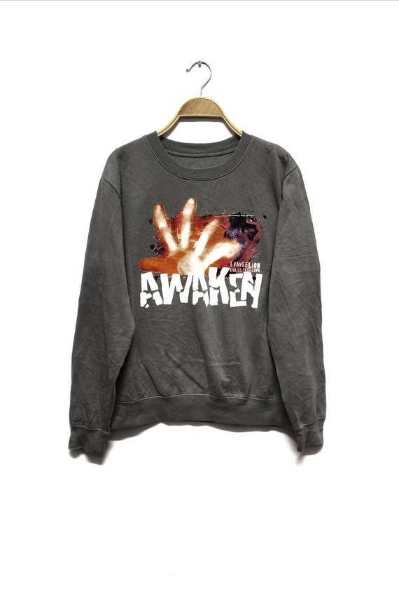 EVANGELION AWAKEN Print Logo Japanese Anime Cartoon Sweatshirt