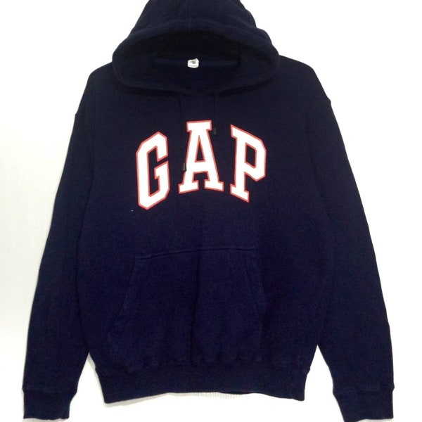 Vintage GAP Big Spellout Sweatshirt Hoodie Blue Black Colour