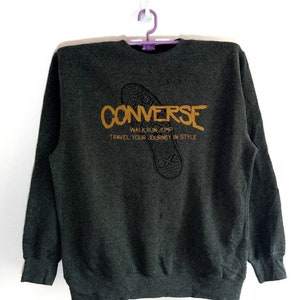 Vintage CONVERSE ALL STAR Sweatshirt Spellout Crewneck Grey Colour