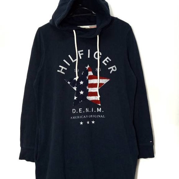 Tommy Hilfiger Denim USA Star Logo Sweatshirt Hoodie With Pocket Design Size M