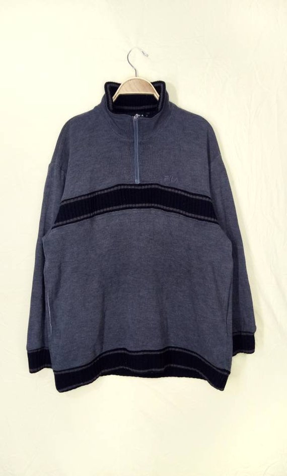 Vintage Fila sweatshirt colour block quarter zippe