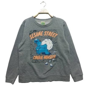 Vintage Sesame Street Cookie Monster Big Logo Sweatshirt Pullover