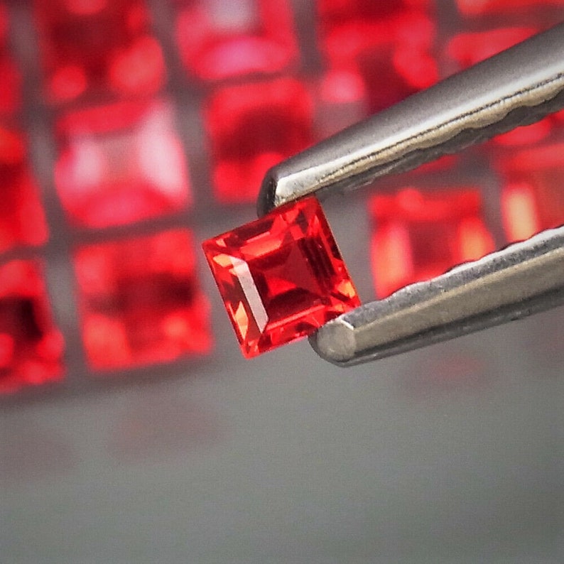 from Songea Tanzania Imperial red Sapphire gemstones Square cut 65 pcs 3.66ct.