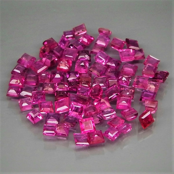 40 pcs. Top red pink Ruby gemstone, from Thailand( no glass), faceted, Square cut, superior, 3.25ct, #A291