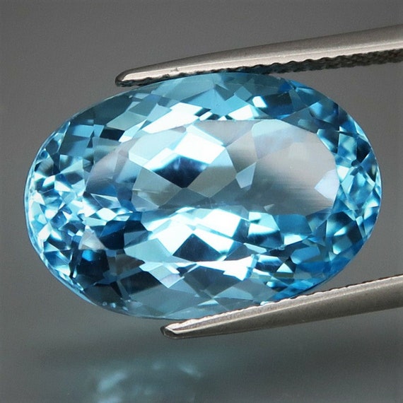 45.20 Ct Topaz faceted Lab Created Gems A-7745 Swiss Blue Topaz Faceted Oval Cut Shape Loose Gemstone November Birthstone Jewelry Making