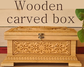 Wooden carved box  Empty mothers personalized gift box