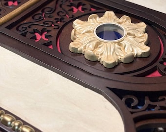 Reliquary holder Wood carved Wall hanging with place for 2 icons
