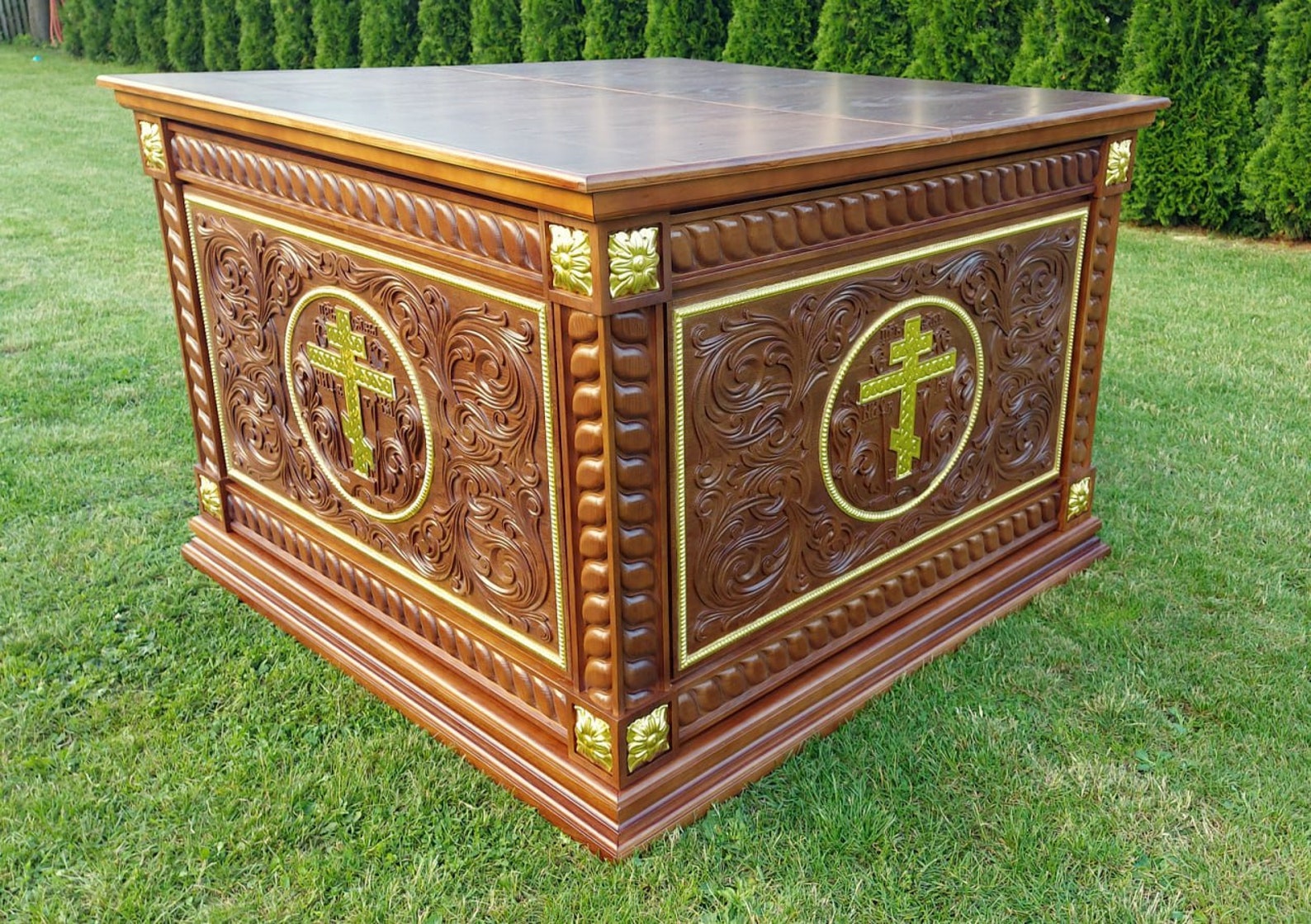 Christian Holy Altar Table With Gilded Orthodox Crosses. Worldwide ...