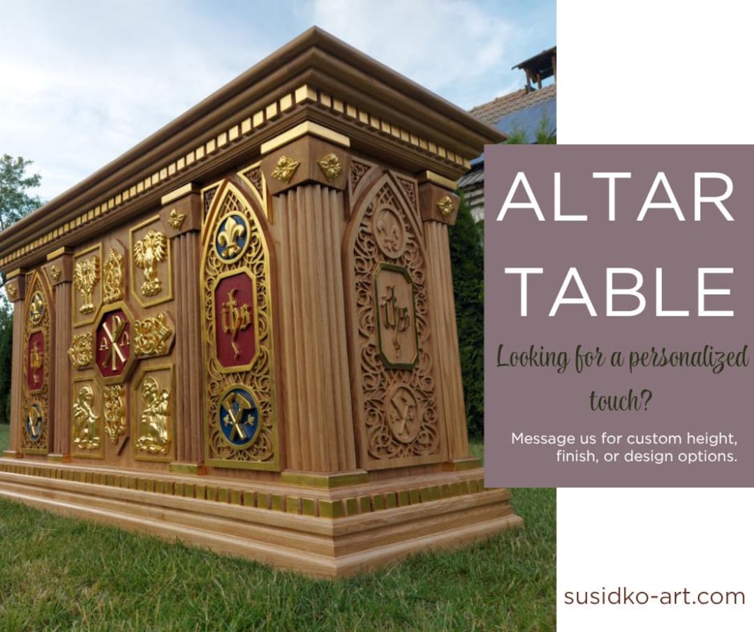 Christian Altar Table: Gilded and Painted , Large Size. Wood Carving ...